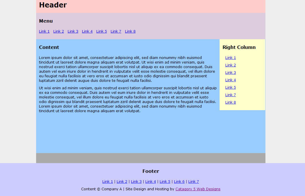 2 Column Right Fixed Footer