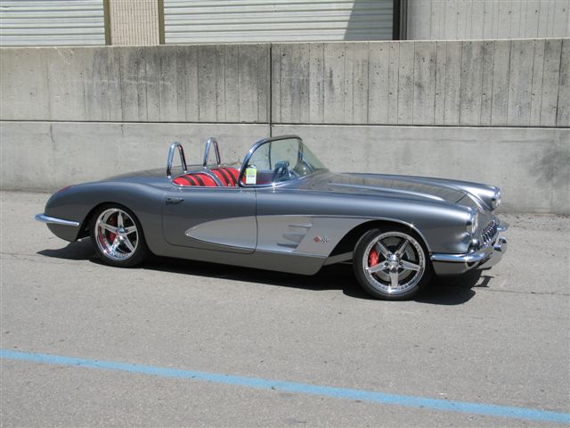 The low slung silver Corvette brought to the event by Art and Craig Morrison