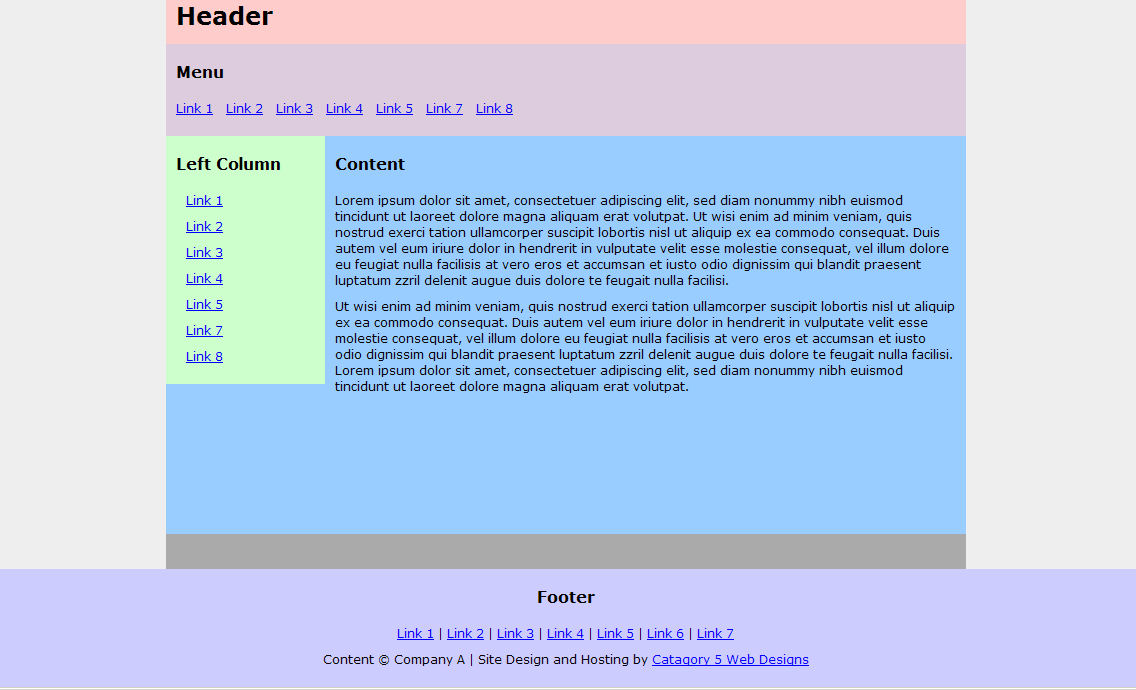 2 Column Left Fixed Footer